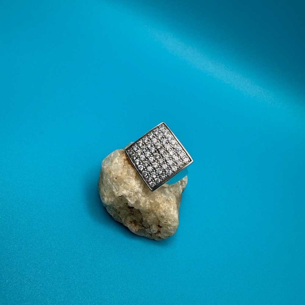 Square Silver Rhinestone Ring - image 4